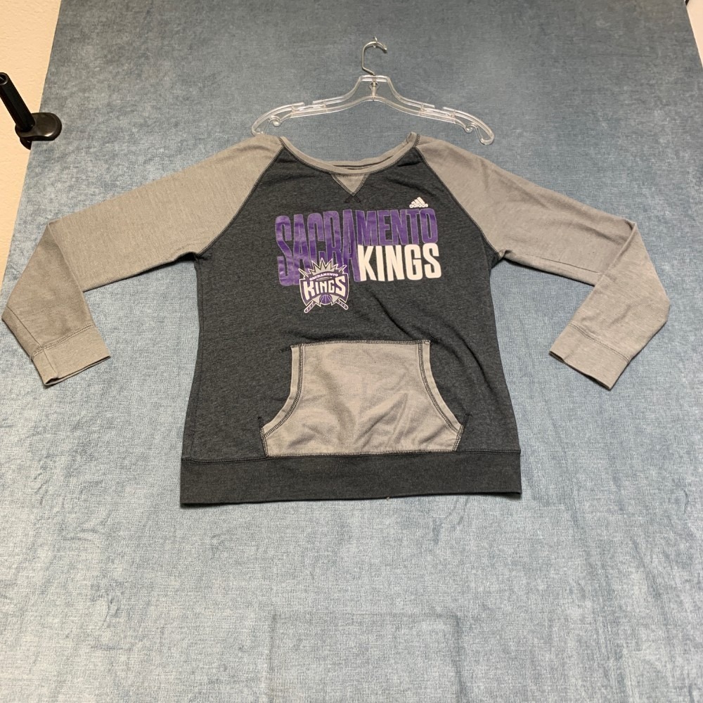 Sacramento Kings Shirt Womens Large Heather Gray Adidas Basketball NBA Logo